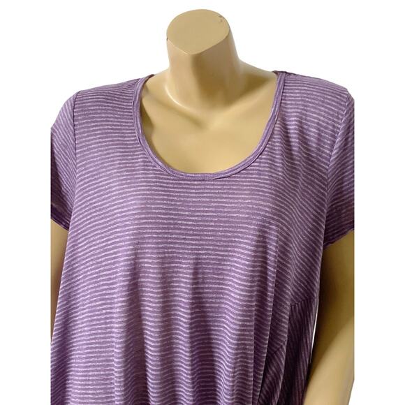 WORLD UNITY Womens Size XXL Short Sleeve Ruched Purple Striped T Tee Shirt NWT - Picture 5 of 8